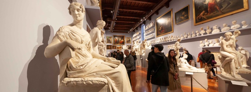 Accademia gallery. plaster copies of sculptures in Florence, Italy.